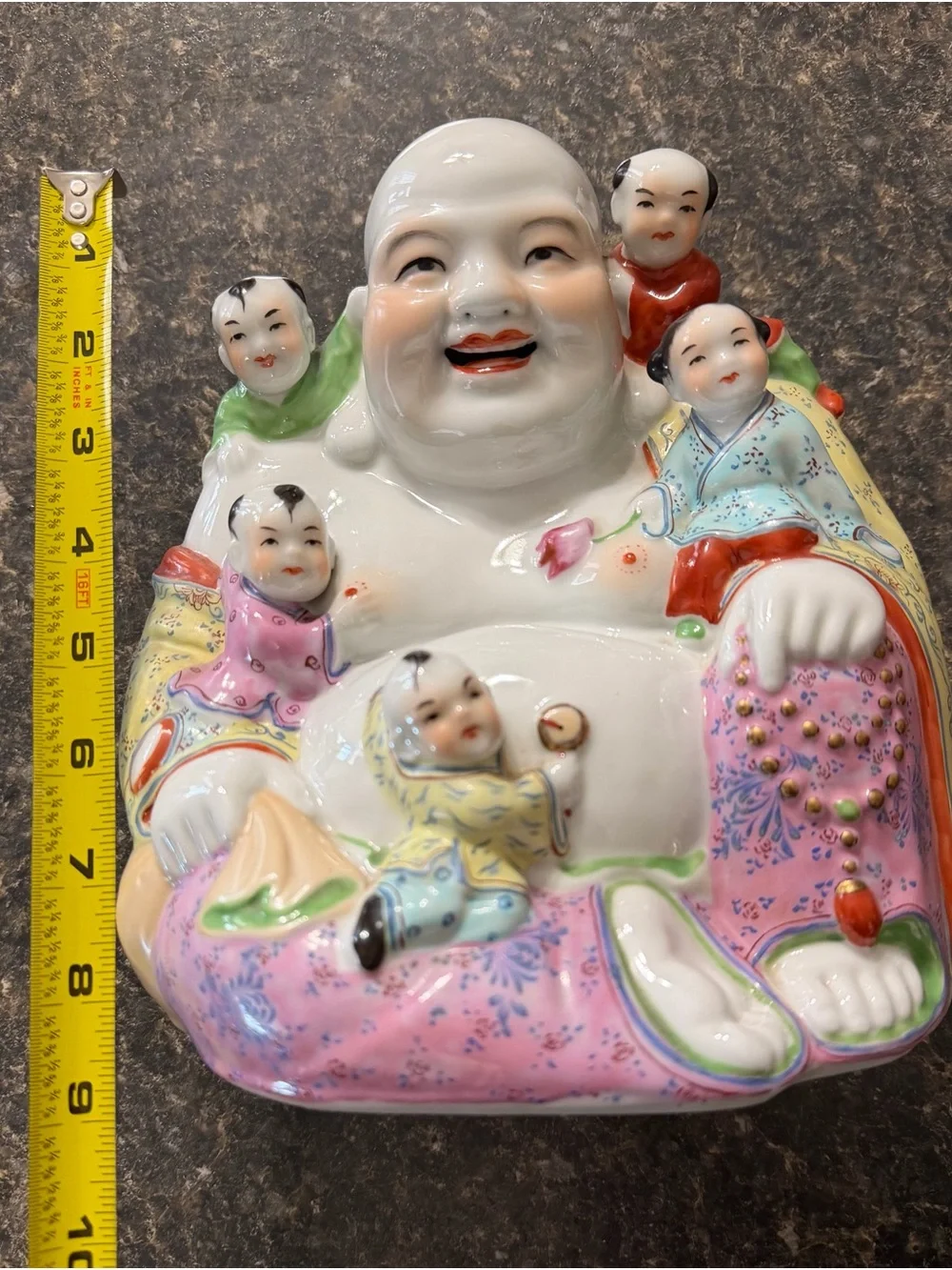 Chinese Buddha in Porcelain Hand Painted 1940s “Protector Of The Child”